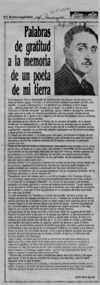 Palabras de gratitud a la memoria de un poeta de mi tierra  [artículo] Edith Ruiz Aguilar.