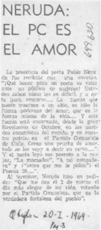 Neruda: el PC es el amor.