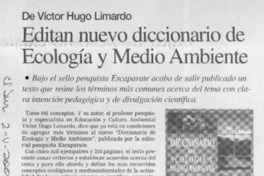 Editan nuevo Diccionario de ecología y medio ambiente  [artículo]