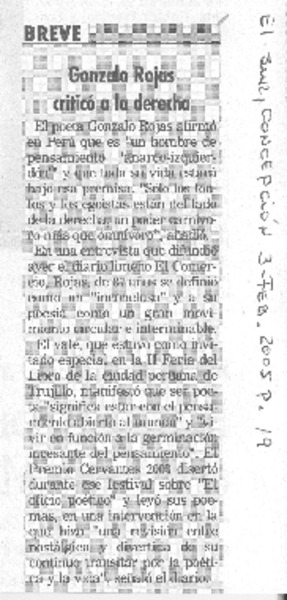 Gonzalo Rojas criticó a la derecha