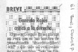 Gonzalo Rojas criticó a la derecha