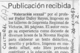 Publicación recibida  [artículo].