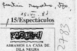 Abramos la casa de Isla Negra  [artículo].