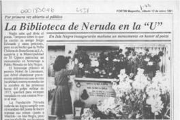 La Biblioteca de Neruda en la "U"  [artículo].
