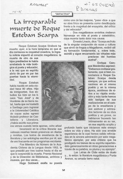 La Irreparable muerte de Roque Esteban Scarpa  [artículo].