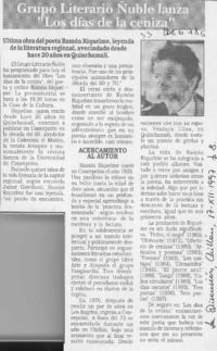 Grupo literario Ñuble lanza "Los días de la ceniza"  [artículo].