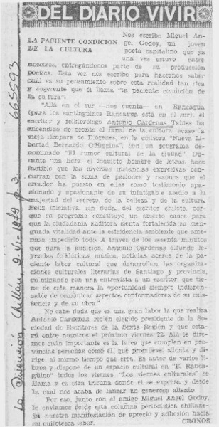 La paciente condición de la cultura.