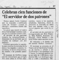 Celebran cien funciones de" El servidor de dos patrones"  [artículo].