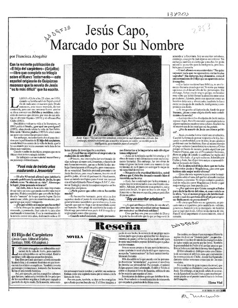 Jesús capo, marcado por su nombre  [artículo] Francisca Abogabir.