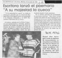 Escritora lanzó el poemario "A su majestad la cueca"  [artículo].