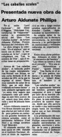 Presentada nueva obra de Arturo Phillips.