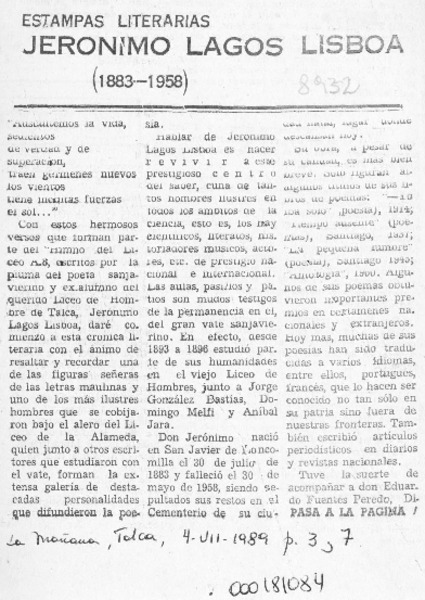 Jerónimo Lagos Lisboa (1883-1958)  [artículo].