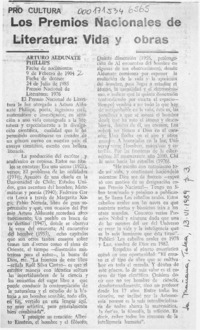 Los Premios Nacionales de Literatura, vida y obras  [artículo].