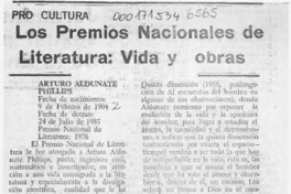 Los Premios Nacionales de Literatura, vida y obras  [artículo].
