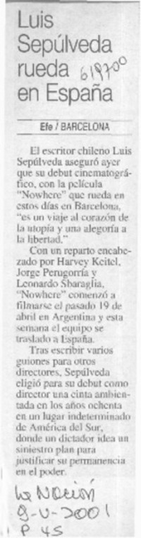 Luis Sepúlveda rueda en España  [artículo]