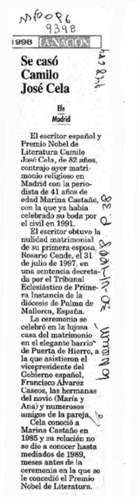 Se casó Camilo José Cela  [artículo].