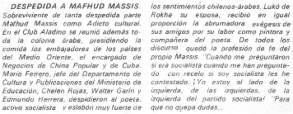 Despedida a Mahfud Massis.