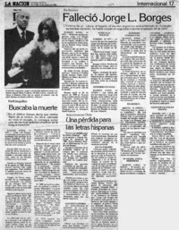 Falleció Jorge L. Borges.
