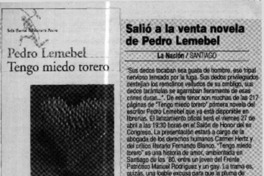 Salió a la venta novela de Pedro Lemebel  [artículo]
