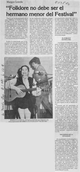 Folklore no debe ser el hermano menor del Festival".