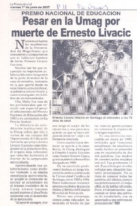 Pesar en la Umag por muerte de Ernesto Livacic