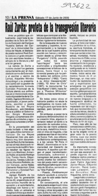 Raúl Zurita, profeta de la transgresión literaria  [artículo]