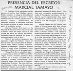 Presencia del escritor Marcial Tamayo  [artículo].