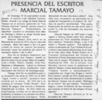 Presencia del escritor Marcial Tamayo  [artículo].