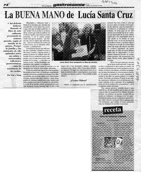 La buena mano de Lucía Santa Cruz  [artículo] Ying y Yang.