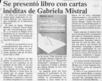 Se presentó libro con cartas inéditas de Gabriela Mistral