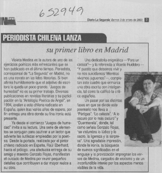 Periodista chilena lanza su primer libro en Madrid  [artículo]