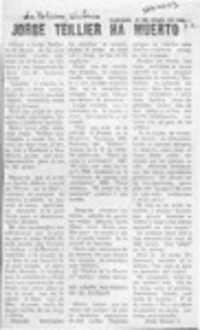 Jorge Teillier ha muerto  [artículo] Jesús Ramos I.