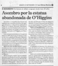 Asombro por la estatua abandonada de O"Higgins  [artículo].