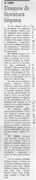 Ensayos de literatura hispana  [artículo].