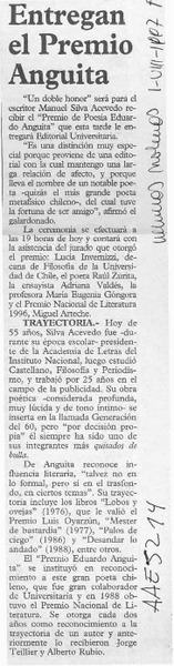 Entregan el Premio Anguita  [artículo].