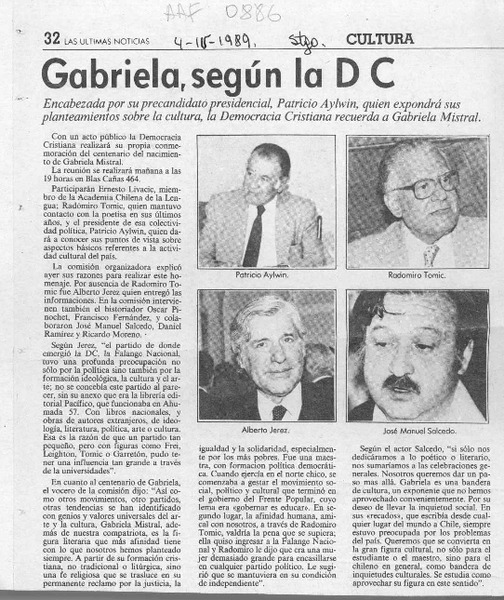 Gabriela, según la DC  [artículo].