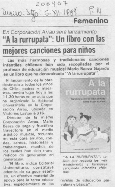 A la rurrupata, un libro con las mejores canciones para niños