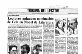 Lectores aplauden nominación de Cela en Nobel de Literatura  [artículo].