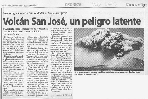 Volcán San José, un peligro latente  [artículo].