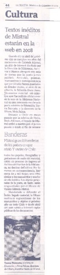 Textos inéditos de Mistral estarán en la web en 2008