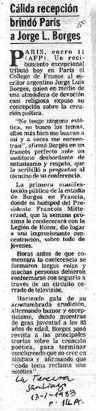 Cálida recepción brindó París a Jorge L. Borges.