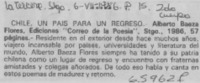 Chile, un pais para un regreso.