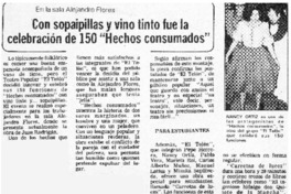 Con sopaipillas y vino tinto fue la celebración de 150 "Hechos Consumados".