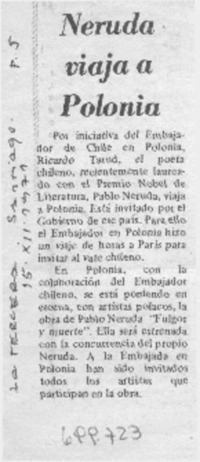 Neruda viaja a Polonia.