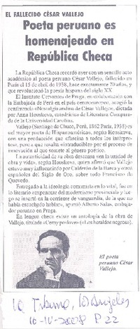 Poeta peruano es homenajeado en República Checa