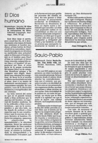 El dios humano  [artículo] Juan Ochagavía.