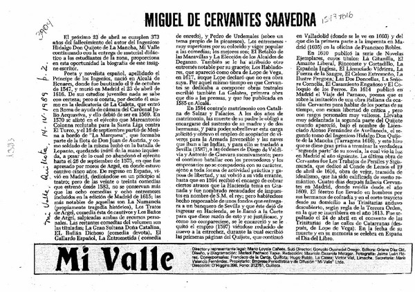 Miguel de Cervantes Saavedra  [artículo].