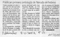 Publica primera antología de Neruda en hebreo  [artículo]
