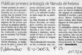 Publica primera antología de Neruda en hebreo  [artículo]