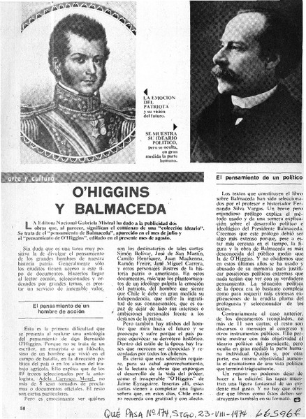 O'Higgins y Balmaceda.  [artículo]